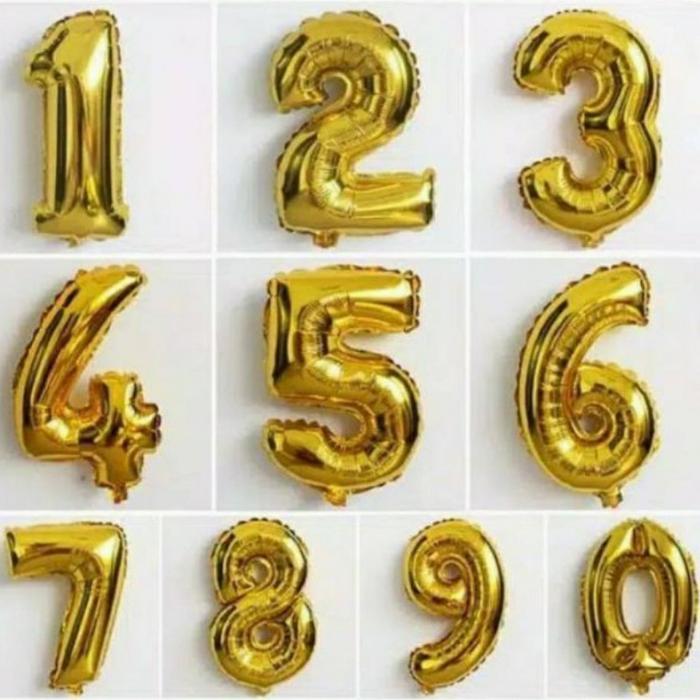 Balon foil angka gold / balon angka gold / balon angka emas