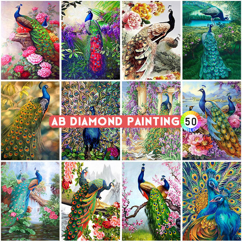 Diamond Painting 5D AB Peacock Animal Phoenix 50 Colors Mosaic Rhinestone Art Cross Stitch Embroider
