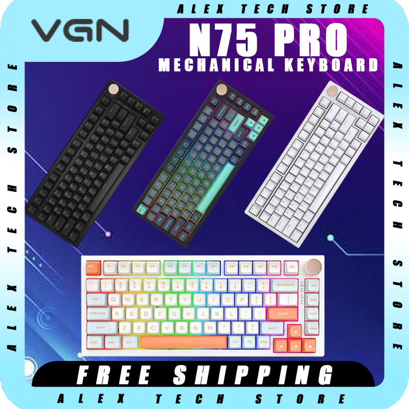VGN N75 Pro Mechanical Keyboard Aluminum Alloy Knob Tri-mode Bluetooth Wireless 2.4g 82 Keys Hot Swa