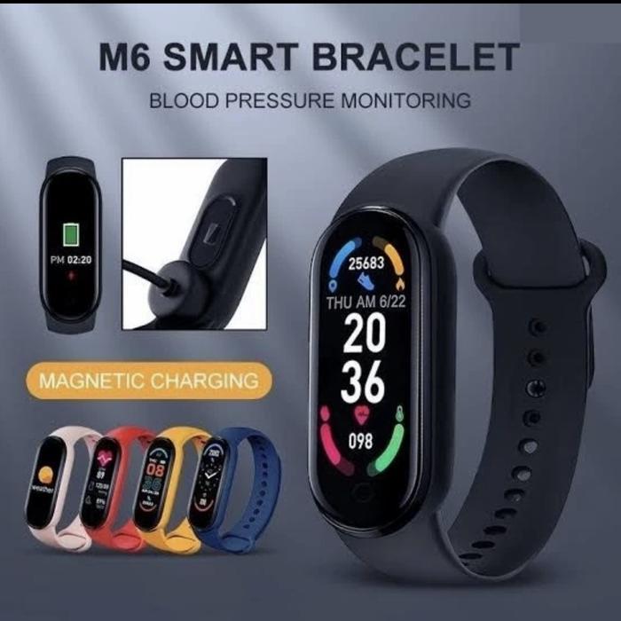 SMARTWATCH M6 SMARTBAND LIKE MI BAND 2022 ANTI AIR ORIGINAL JAM PINTAR