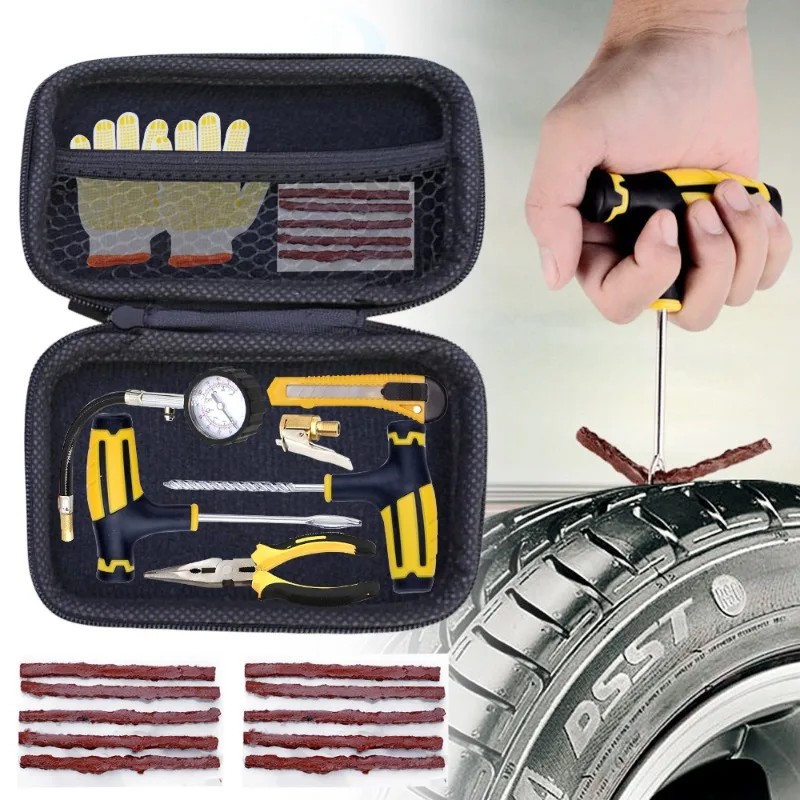 Car Tire Repair Kit Tubeless Tyre Puncture Repair Kit Studding Tool
