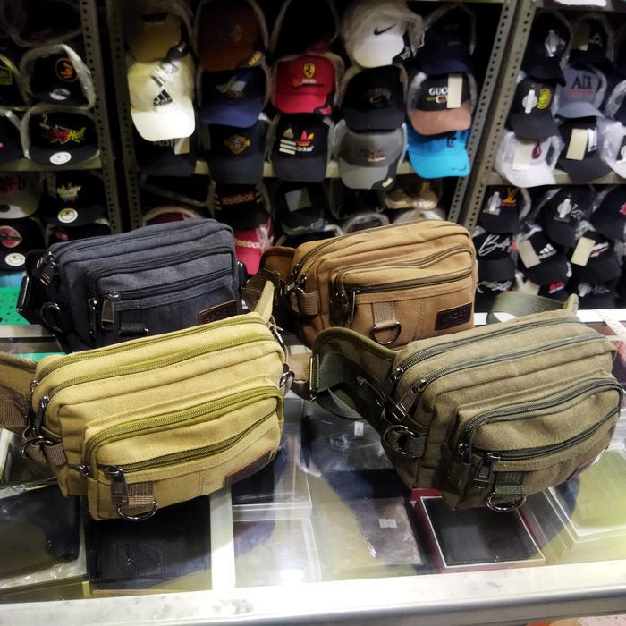 TERMURAH Tas pinggang kanvas pria kanvas import/ waistbag canvas import