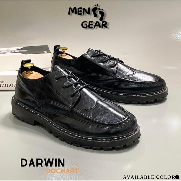 MENFOOTGEAR Darwin Sepatu Wisuda Pria Sepatu Casual Sepatu Sneakers Kulit Pu Leather Hitam