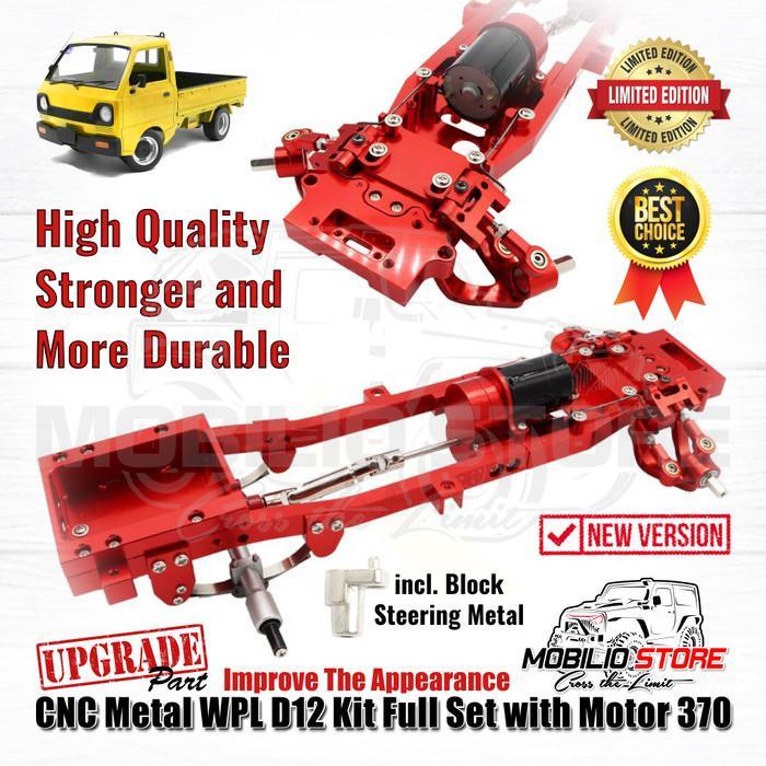 Upgrade CNC Metal WPL D12 Kit Full Set with Motor 370 RC Car Drift