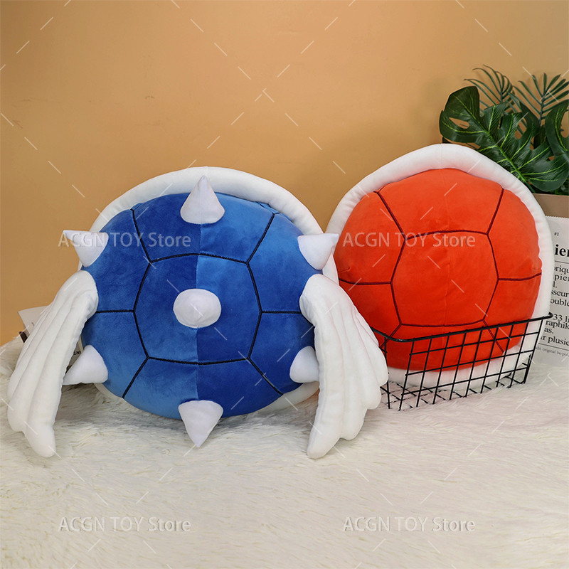 2 Styles Mario Stuffed Pillow Blue Spiny Shell Red Shell Pillow Animal Stuffed Plush Toy Kawaii
