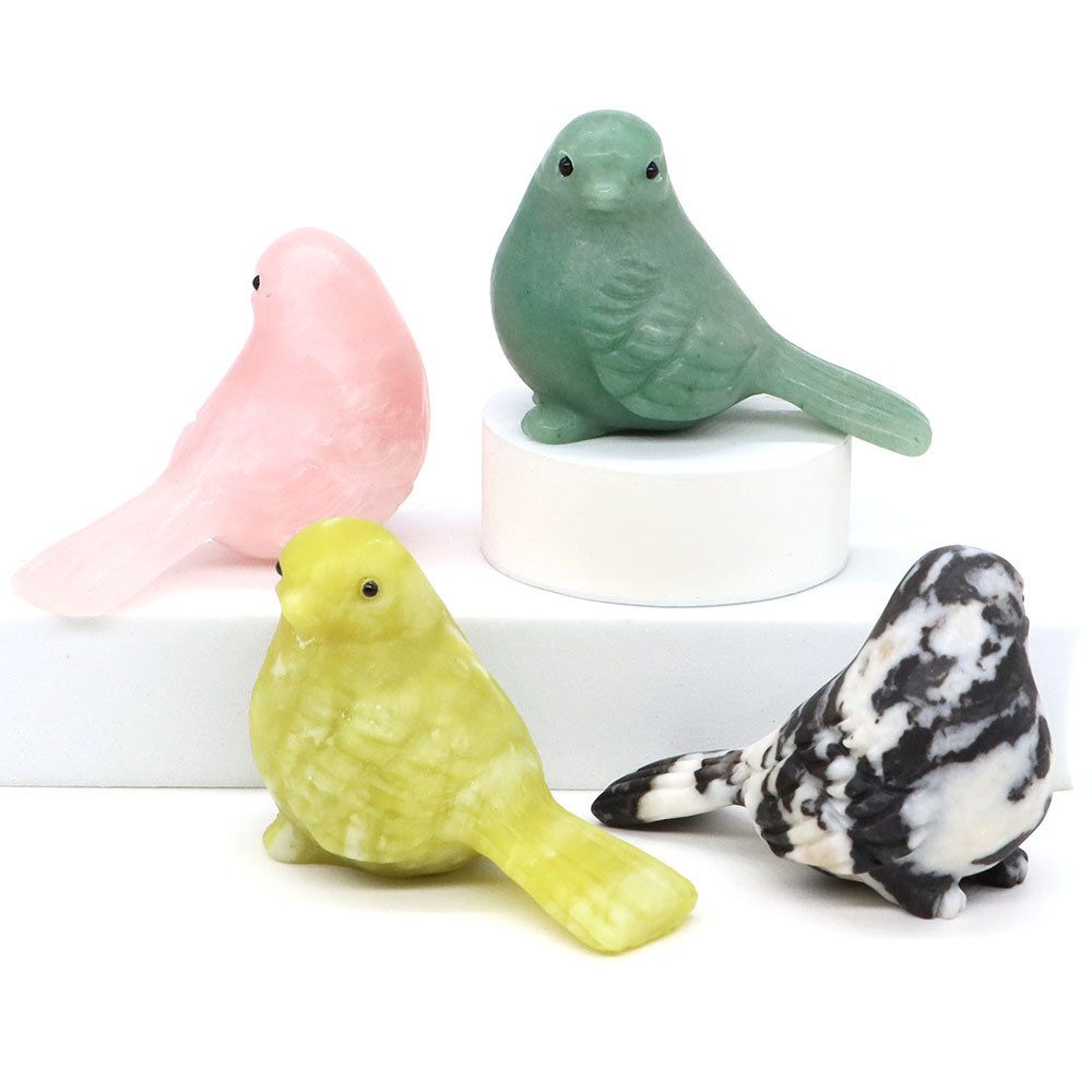 2.5" Little Bird Statue Natural Stone Healing Crystal Animal Figurine Hand Carved Craft Energy