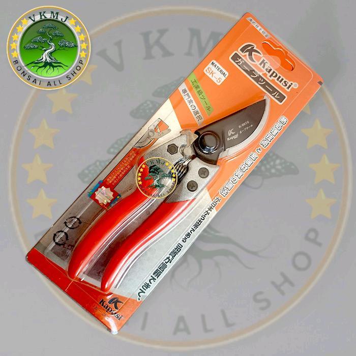Gunting Dahan Bonsai Kapusi K-8619 Gagang Lapis Karet Merah Sk-5