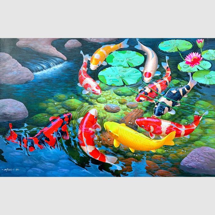Lukisan Ikan Koi Berkualitas + bingkai