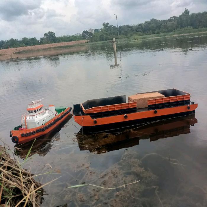Miniatur Rc tugboat 1 set Tongkang lengkap RC