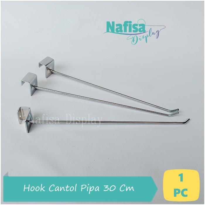 Single Hook Pipa Kotak 30 Cm Display Besi Gantungan Aksesoris