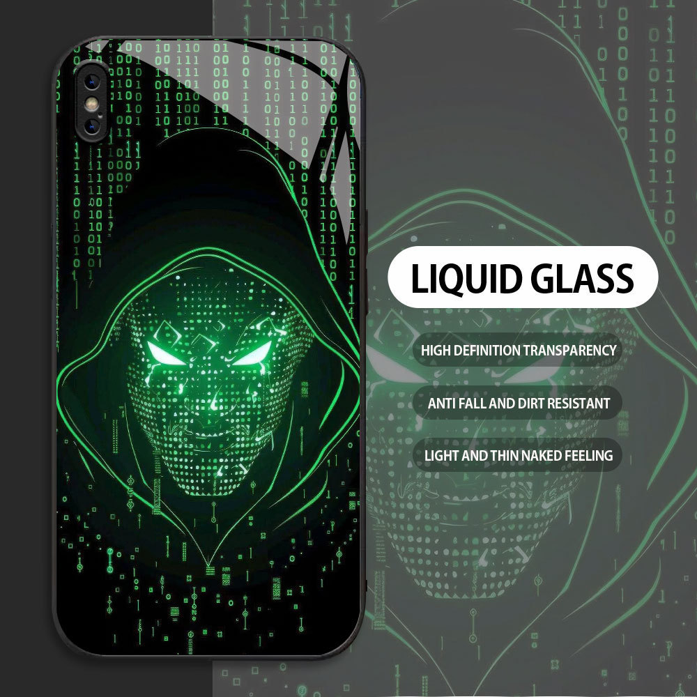 For Apple iPhone X XR XS MAX Casing Handphone  Pola Hacker Gaib Glass kesing Phone Case edge Silicon