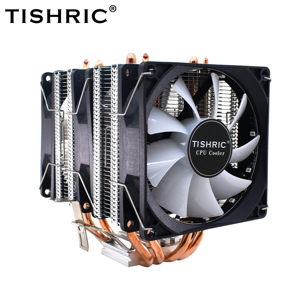 TISHRIC CPU Cooling Fan RGB 4Pin PWM 4/6 Heat Pipes CPU Cooler radiator PC Fan Intel LGA 2011 1200