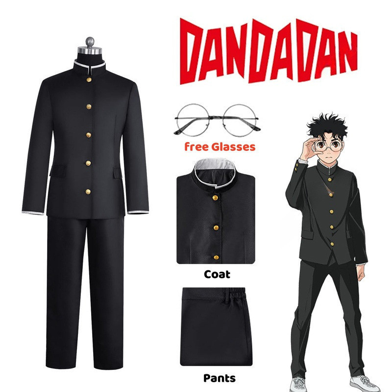 Anime Dandadan Ken Takakura Cosplay Costume Okarun School Uniform Black Jacket Gakuran Outfit