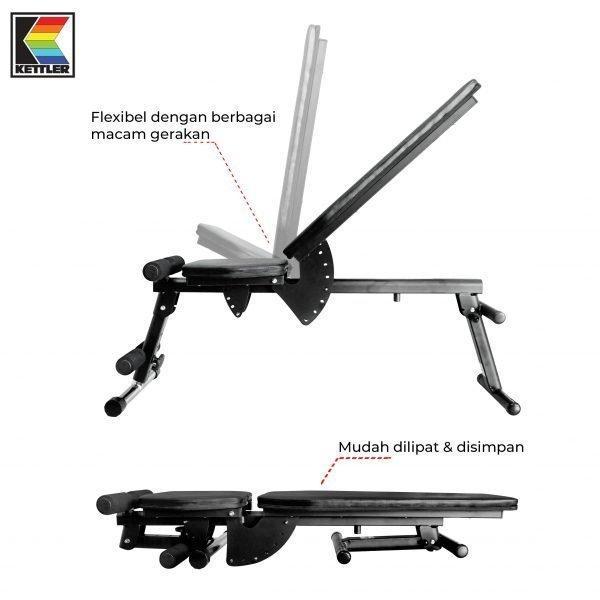Kursi Sit Up KETTLER AXOS Training Bench 800 Bangku Perut Home Gym Fit