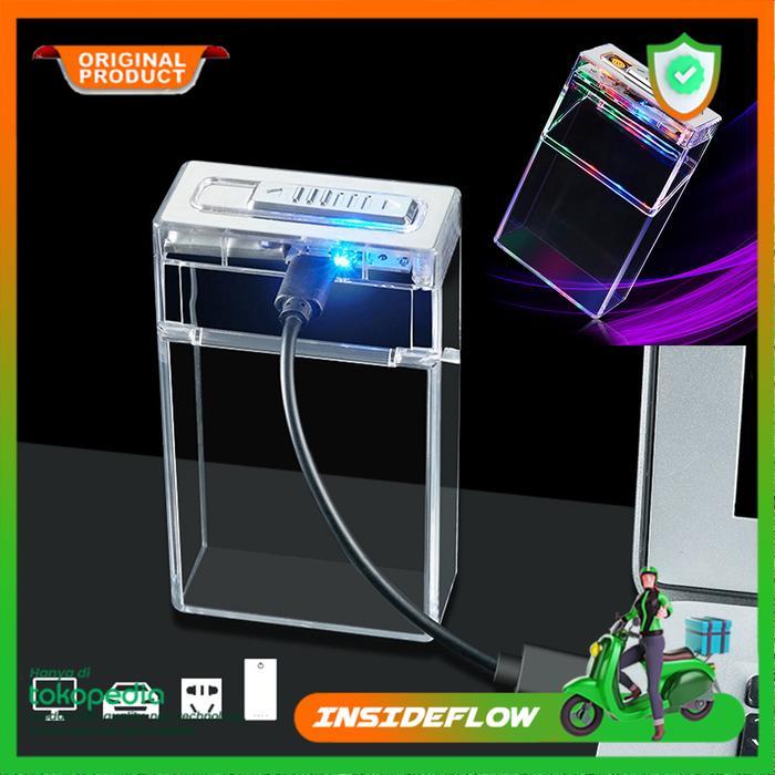 Kotak Bungkus Rokok Elegan Transparan 20 Batang Anti Lembap + Korek