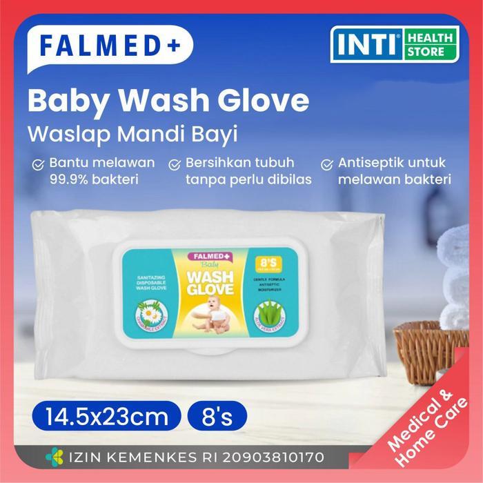 Falmed Baby Wash Glove Powder 8's Waslap Bayi Wash Lap