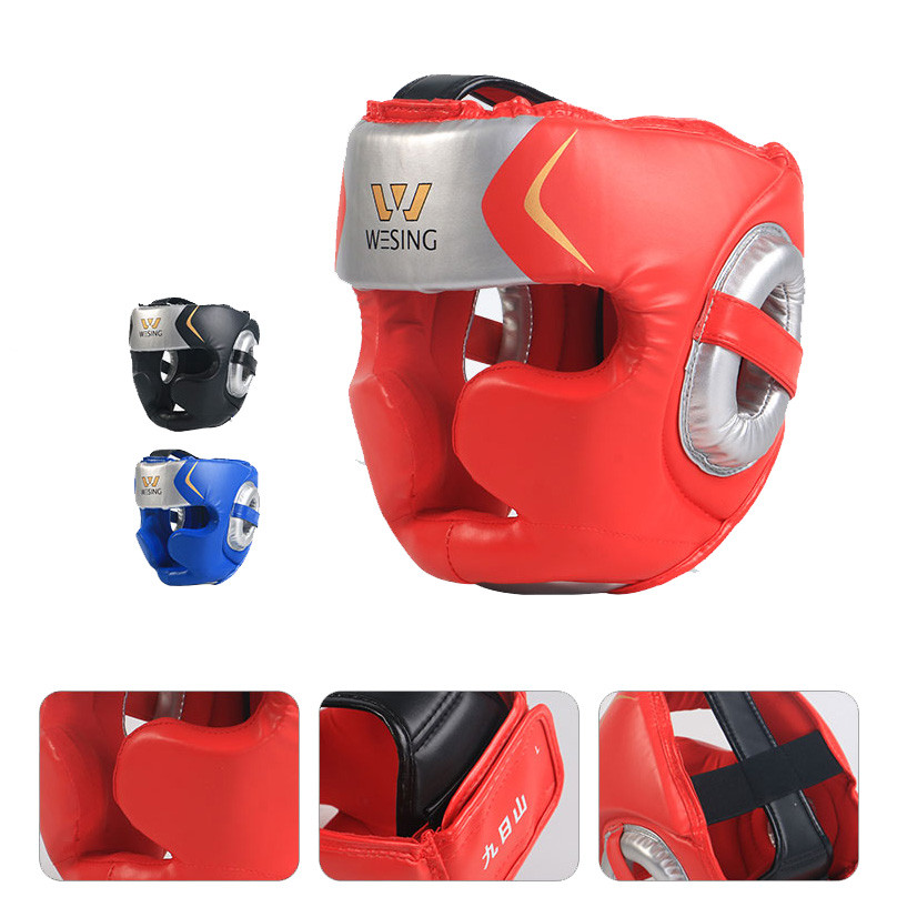 Wesing PU MMA Muay Thai Boxing Helmet Sanda Martial Arts Wushu Headgear Kickboxing Training Head