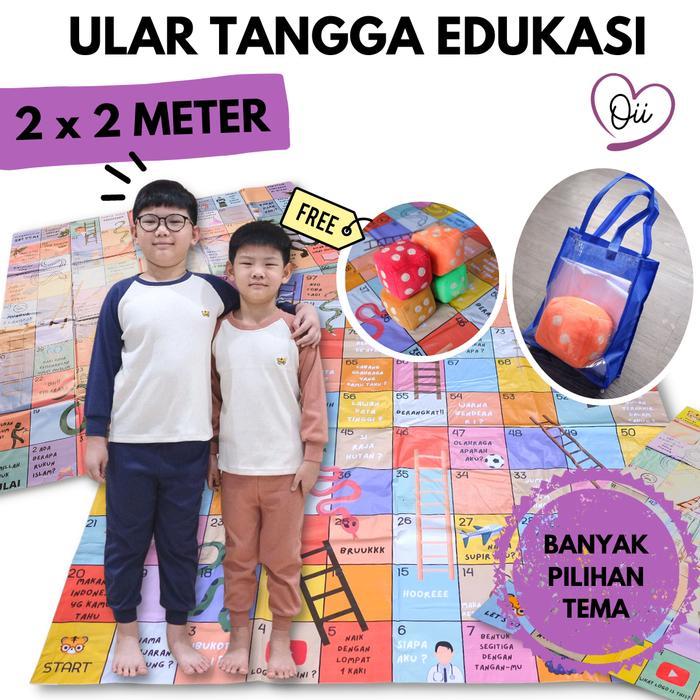 N203- Ular Tangga Jumbo Karpet Raksasa Mainan Edukasi Anak Gratis Dadu