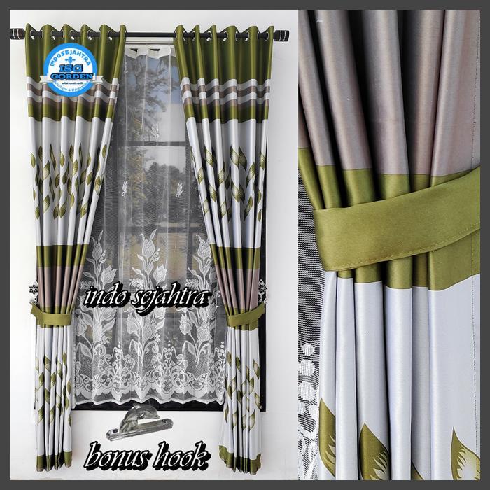 Gorden Pintu Dan Jendela Kamar Dan Ruang Tamu Blackout Printing Abu Hijau Coklat Import Terbaru