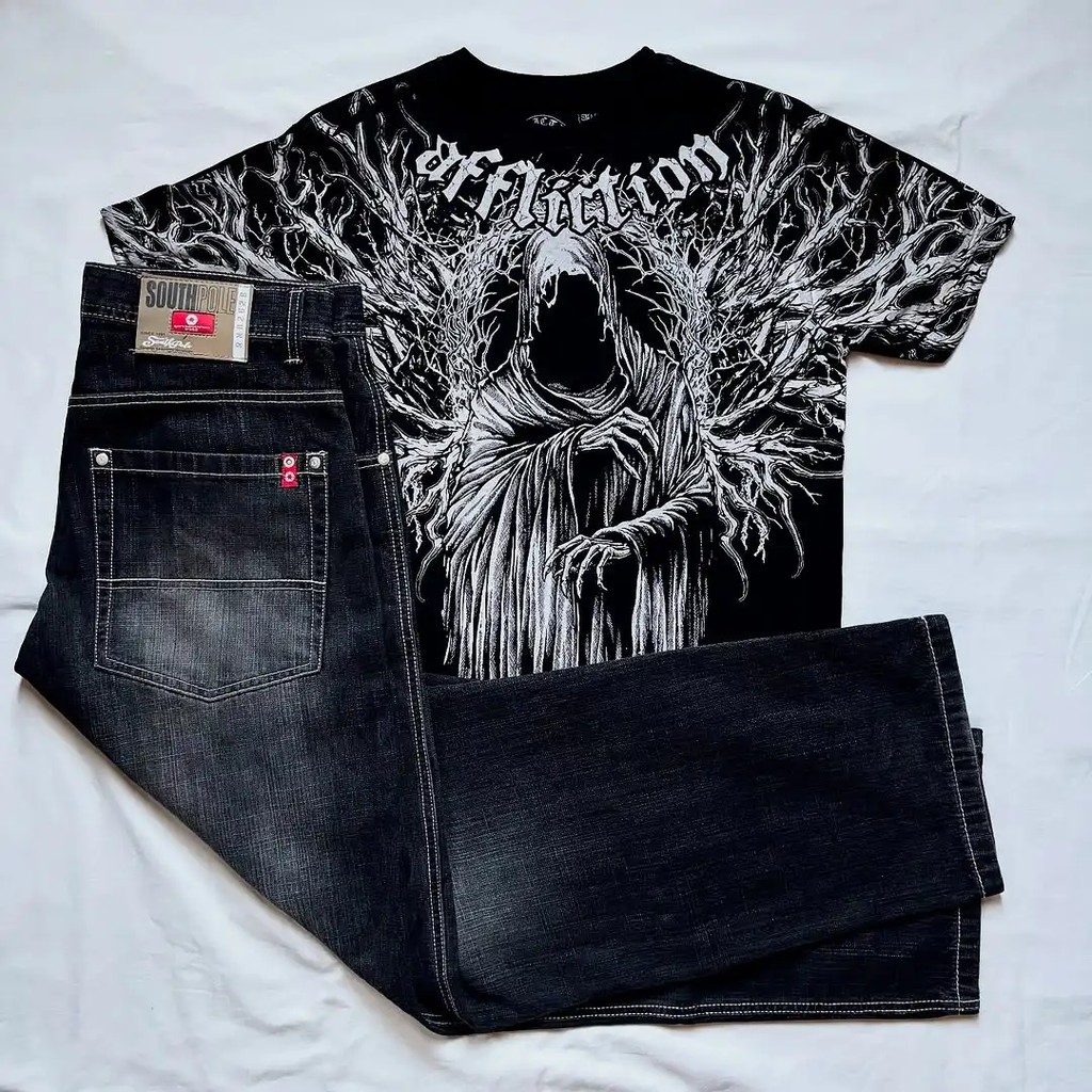 Affliction Fashion Women Suit Y2K New Gothic T shirt Harajuku Hip Hop Zip Hoodie Sweatshirts