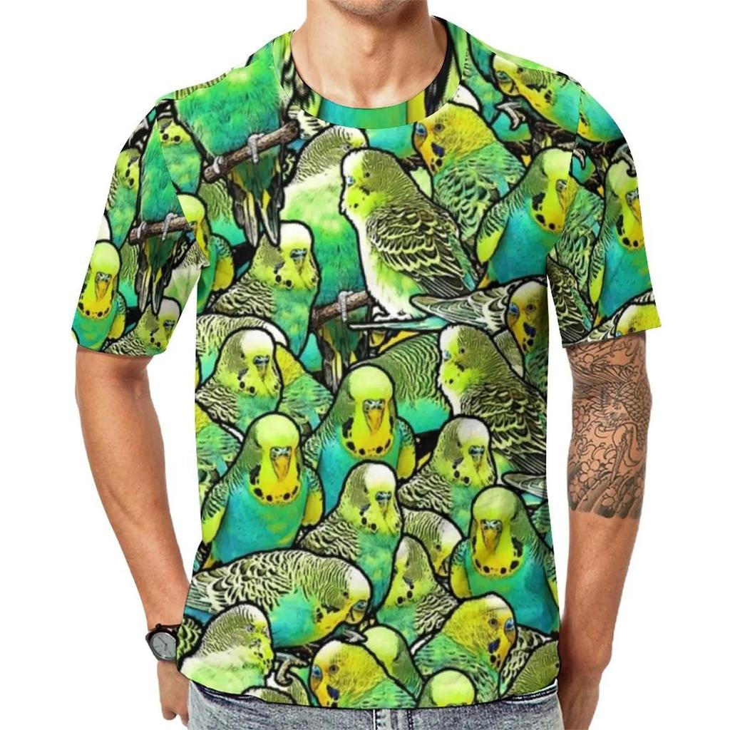 Funny Parrot Pattern 3D Print T-Shirts Men Casual Bird Animal Short Sleeve T Shirt Oversized Tees