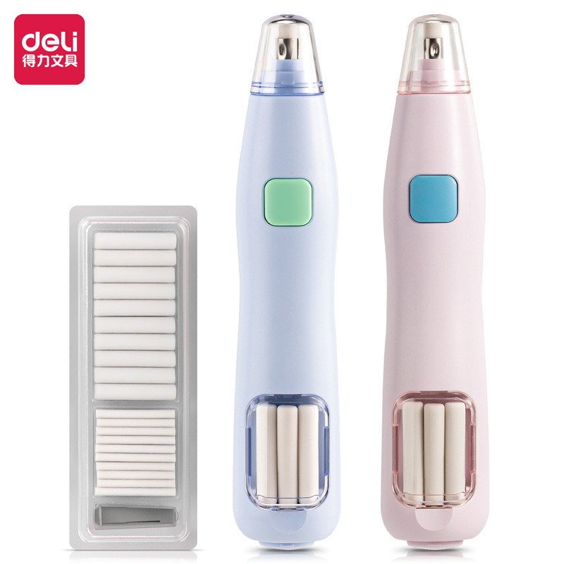 Deli Electric Rubber Pen Automatic Eraser with Erasers Refills Battery Power for Kids Sketch Drawing