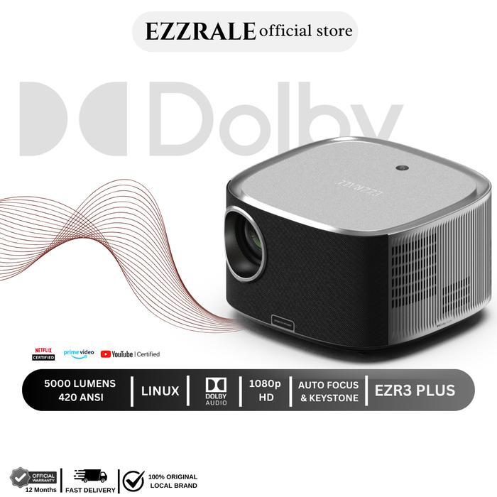 EZZRALE EZR3+ SMART PROJECTOR 420 ANSI LINUX OS NETFLIX CERTIFIED