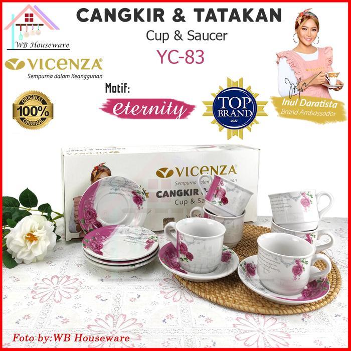 VICENZA cangkir set teh kopi 6 pasang motif Eternity / tea set coffee / gelas keramik / cappucino