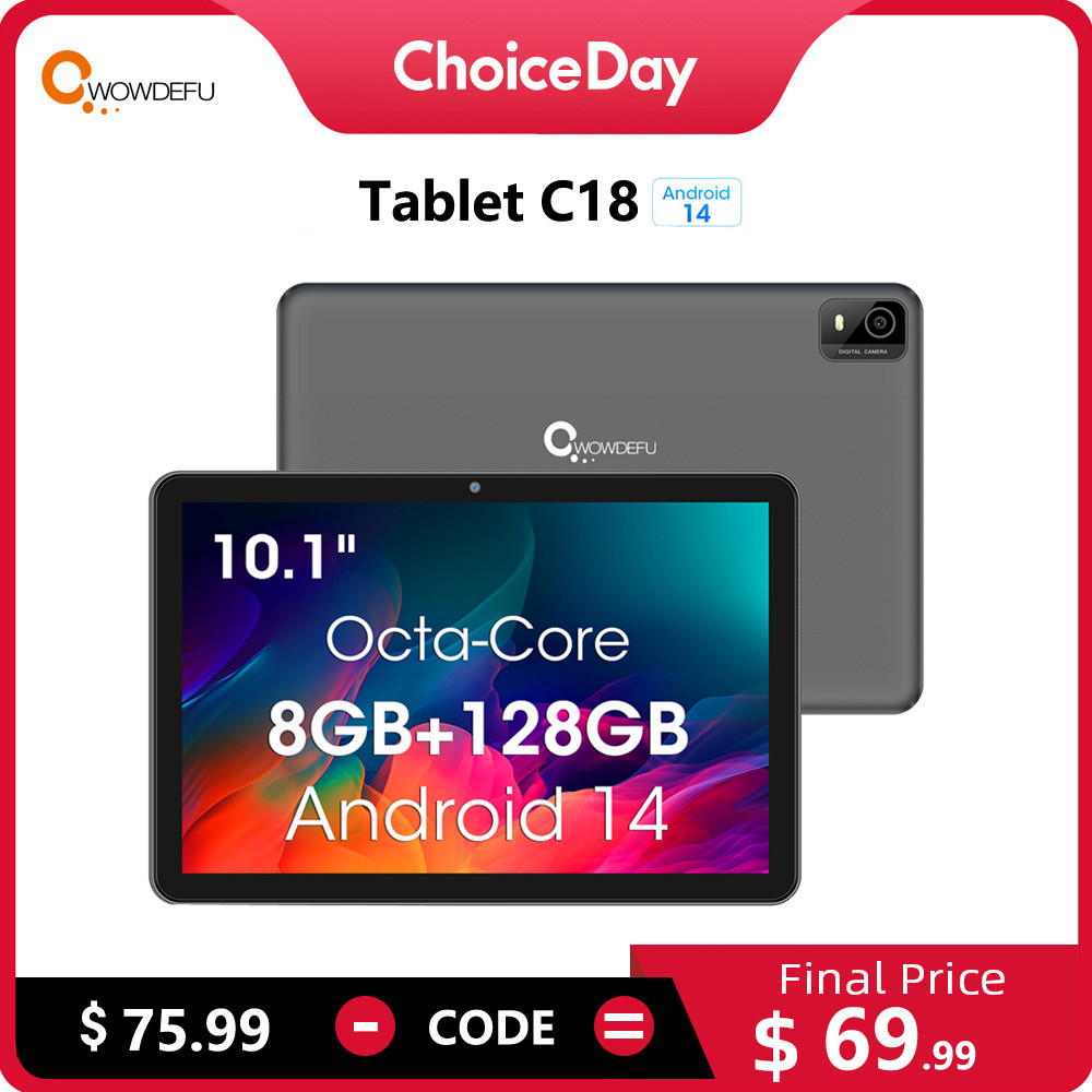 Android 14 Tablet 10.1-Inch Octa-Core 8Gb Ram 128Gb Rom 6000Mah Type-C Google Certified Wifi6