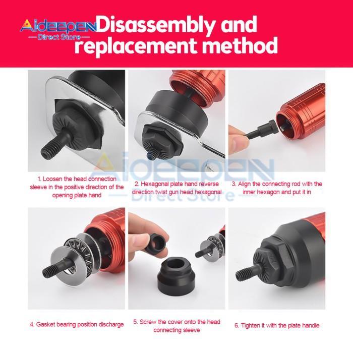 Electric Rivet Gun Removable Electric M3~M8 Rivet Nut Tool Adapter Insert Nut Pull Riveting Tool For