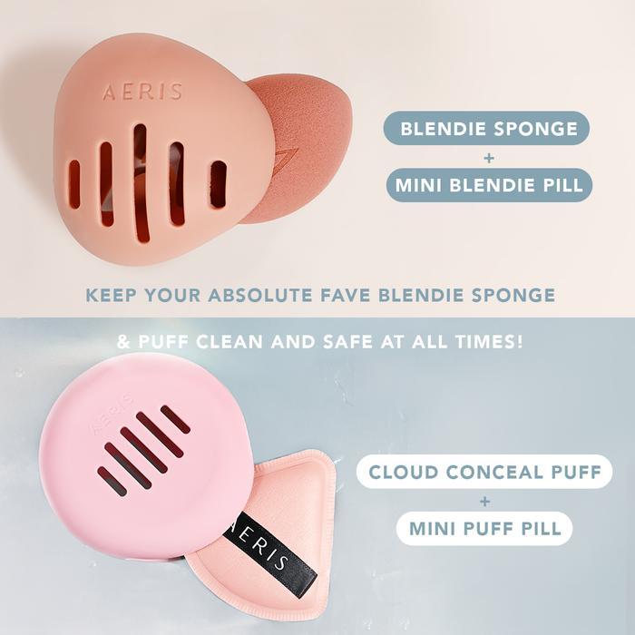 oawc- Aeris Beaut Mini Puff Pill Case Pelindung Tempat Penyimpanan Beauty Blender Spons Make