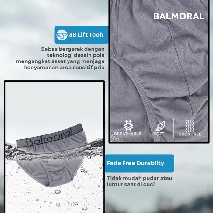5ebh- Balmoral Daily Celana Dalam Pria Brief 3 Pcs Cotton Blend Cd.A.032