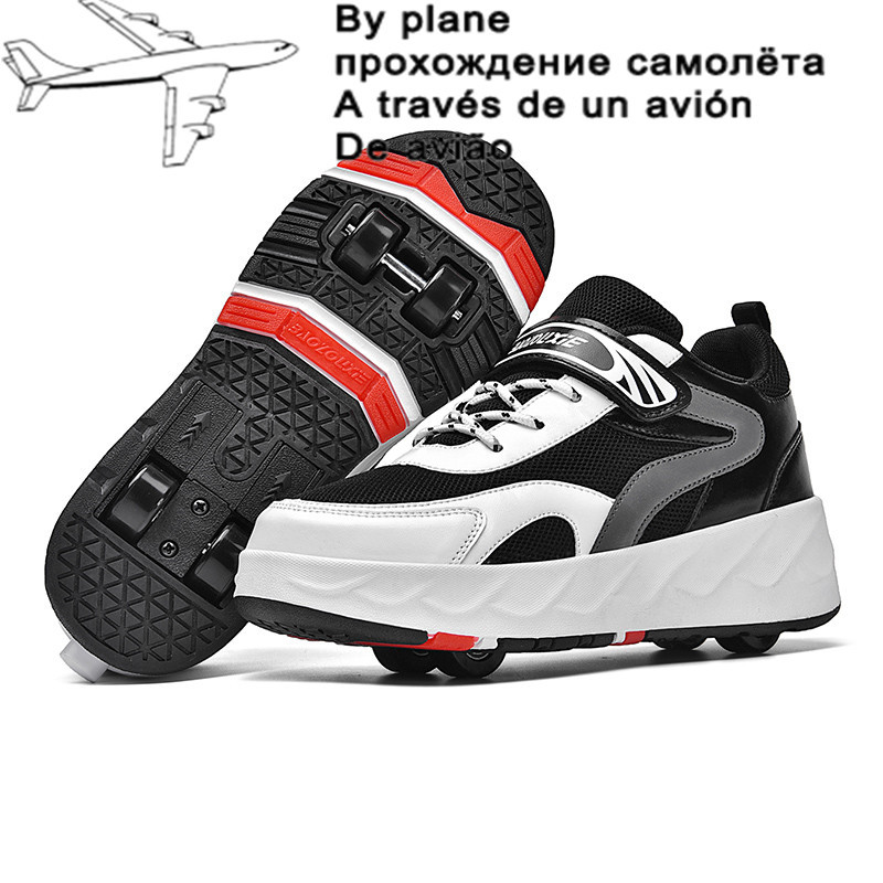 Sneakers Deformation Roller Skate Shoes Parkour Roller Shoes Sneakers With Four Wheels Running Shoes