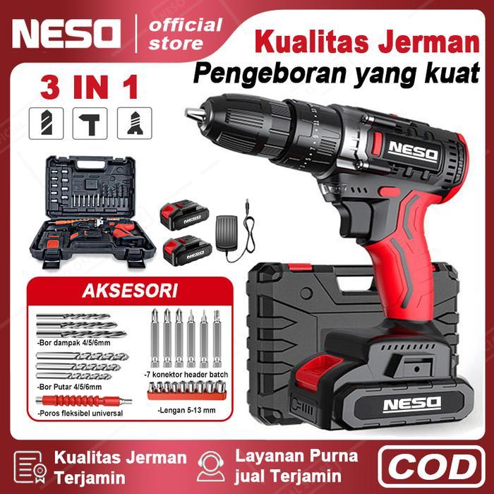 Terlaris - Neso German 3in1 Mesin Bor Listrik Bor Baterai Bor Listrik Bor Tanpa kabel Mesin Cordless