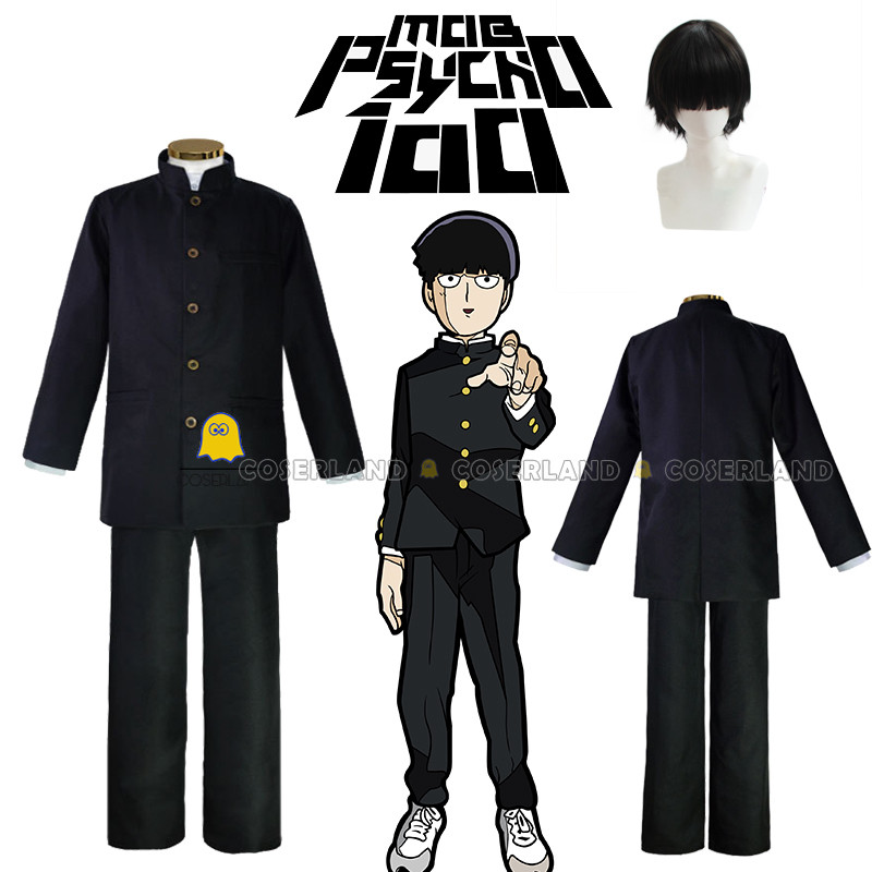 Anime Mob Psycho 100 Kageyama Shigeo Mob Cosplay Costume Wig Black School Uniform Jacket Pants DK