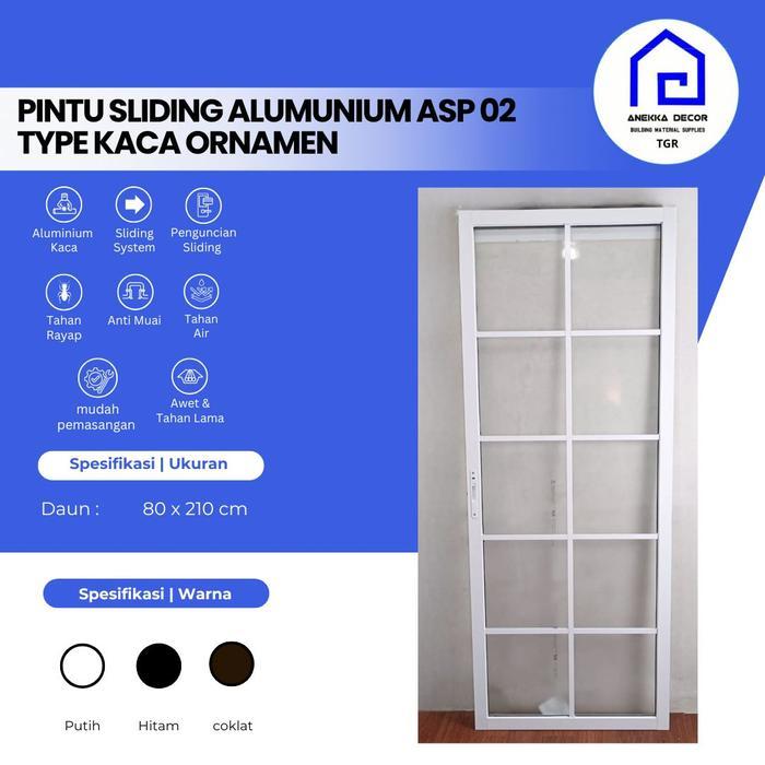 Pintu Alumunium Kaca Ornamen Geser / Sliding kamar mandi/kamar tidur