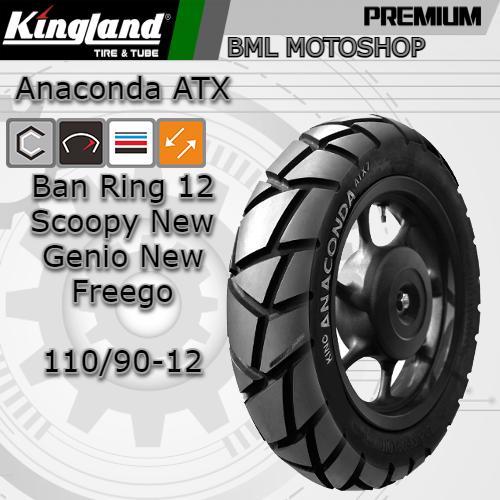 Ban Belakang Scoopy Donat Tubeless 110/90-12 Kingland Anaconda ATX Ban Ring 12 Semi Trail Rimba