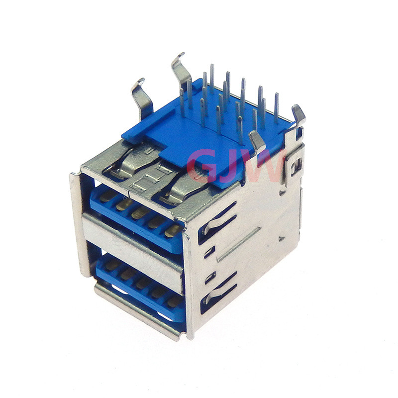 2pcs High speed USB Dual 3.0 Socket 90 Degree USB 3.0 Jack Female Charging Connector Female AF type