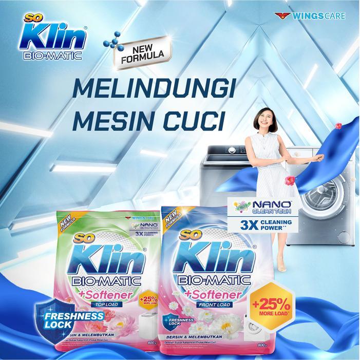 Soklin Biomatic Detergen Bubuk Softener Bukaan Depan 1.8Kg