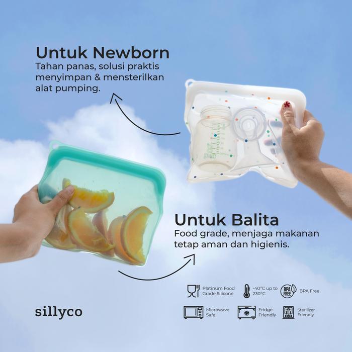 p99i- Sillyco Sillybag Tiny Me 330Ml - 100% Platinum Food Grade Silicone Bag Leakproof Bpa