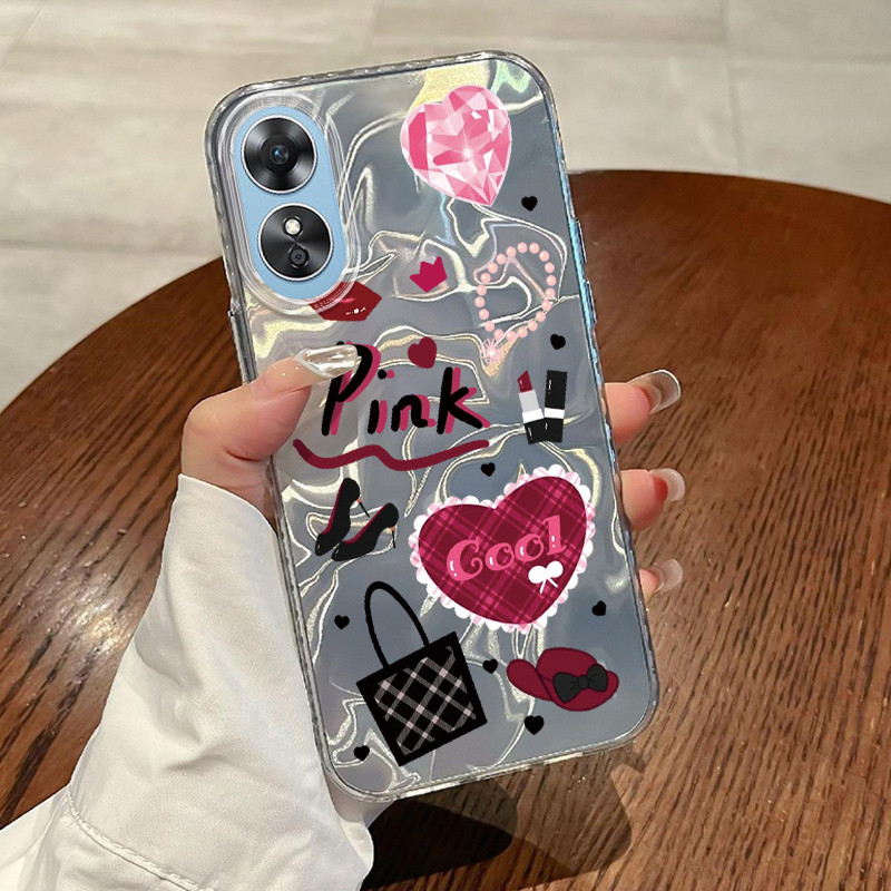 Casing Hp OPPO A17 OPPO A17K Case Casing Pola Lukisan Cinta HP Kasing Kasus ponsel transparan mewah 