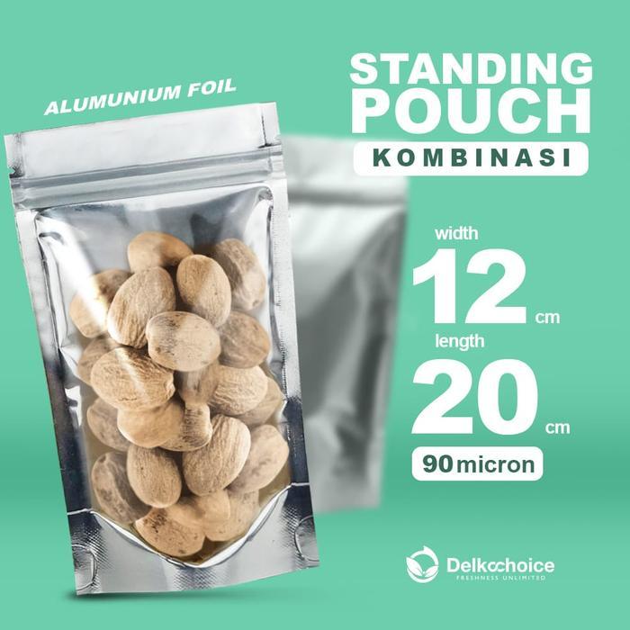 STANDING POUCH KOMBINASI PLASTIK TRANSPARAN ALUMUNIUM FOIL 12X20