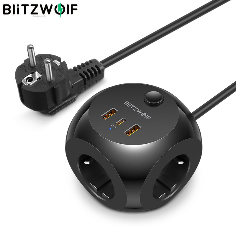 BlitzWolf BW-PC1 2500W Power Strip Socket USB Charger With 3 * AC