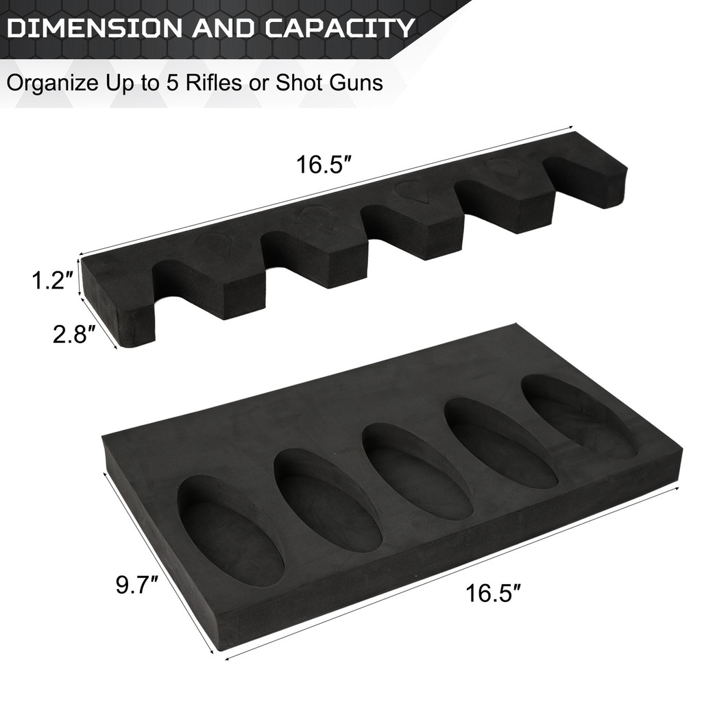 Foam Gun Rack Hunting Gun Safe Accessory for Gun Storage Rifles and Shotguns Wall Mount Gun Holder w