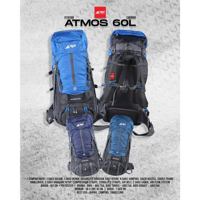Tas Carrier Rei Seri Atmos 60L Original - Tas Travelling Camping Hiking