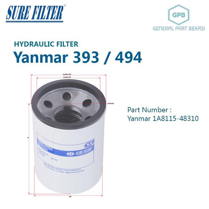 HYDRAULIC OIL FILTER HIDROLIK YANMAR 393 / 494 1A8115-48310 SURE FILTER