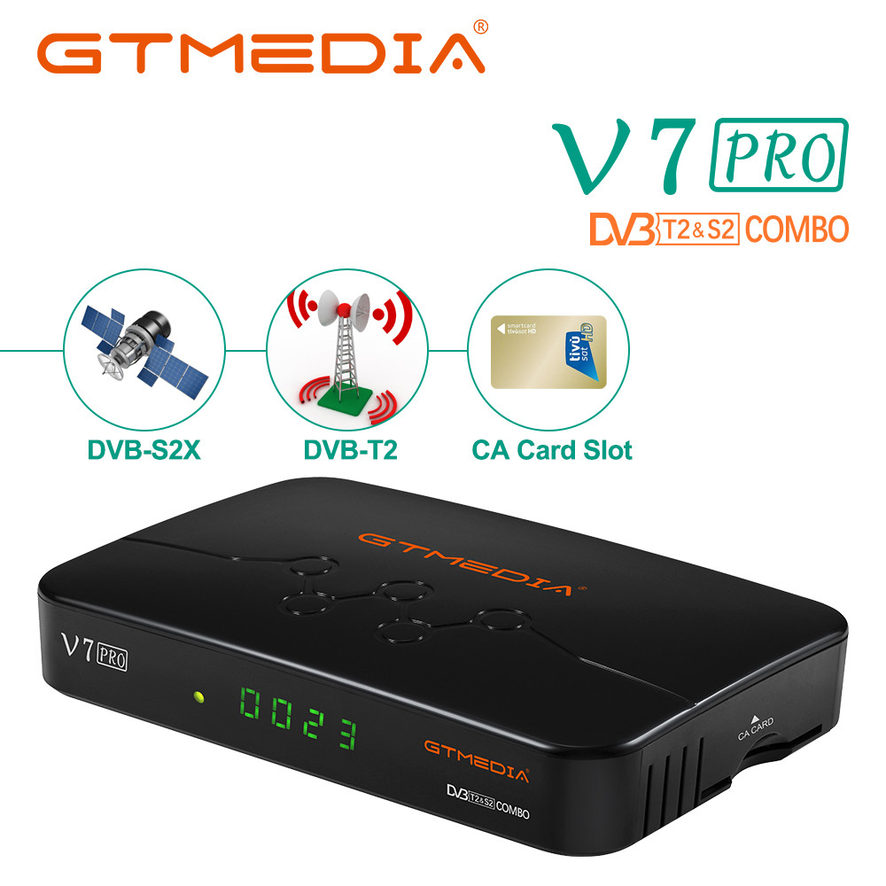 2024 Newestgtmedia V7Pro H.265 Satellite Recer Dvb-S/S2/S2X/T/T2 O Tv Box Ca Card Hevc 10Bit Dvb T2