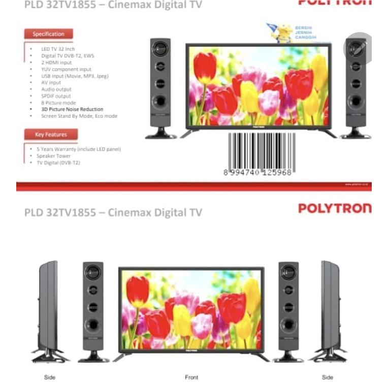 92ql- Polytron Led Digital Tv 32 Inch Dvb-T2 Pld 32Tv1855