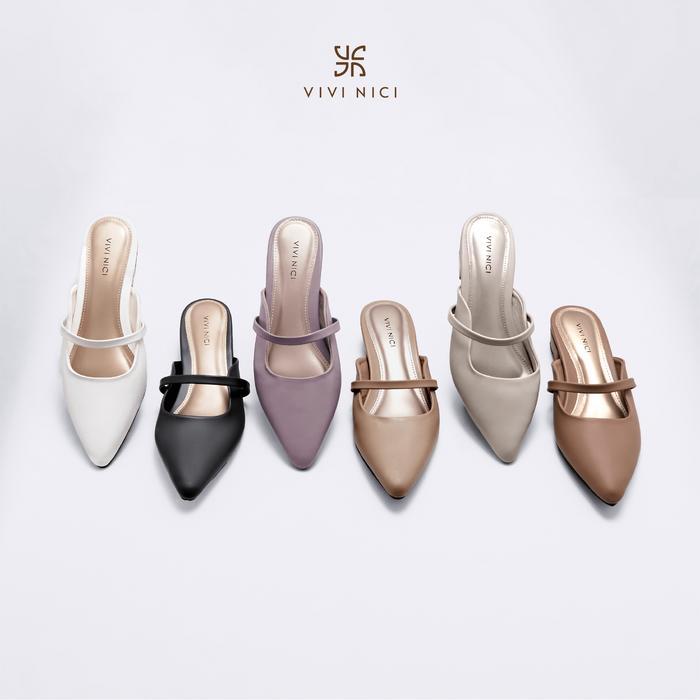 VIVI NICI - Lillie Sendal Selop Mules Wanita Hak 3 Cm Shoes sandal wanita heels wanita