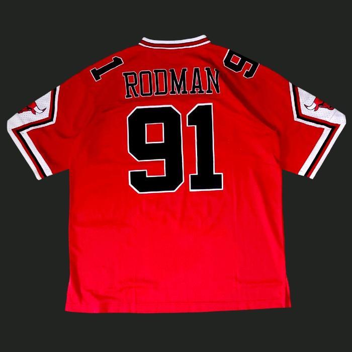 Bulls Red #91 Rodman NFL Jersey version